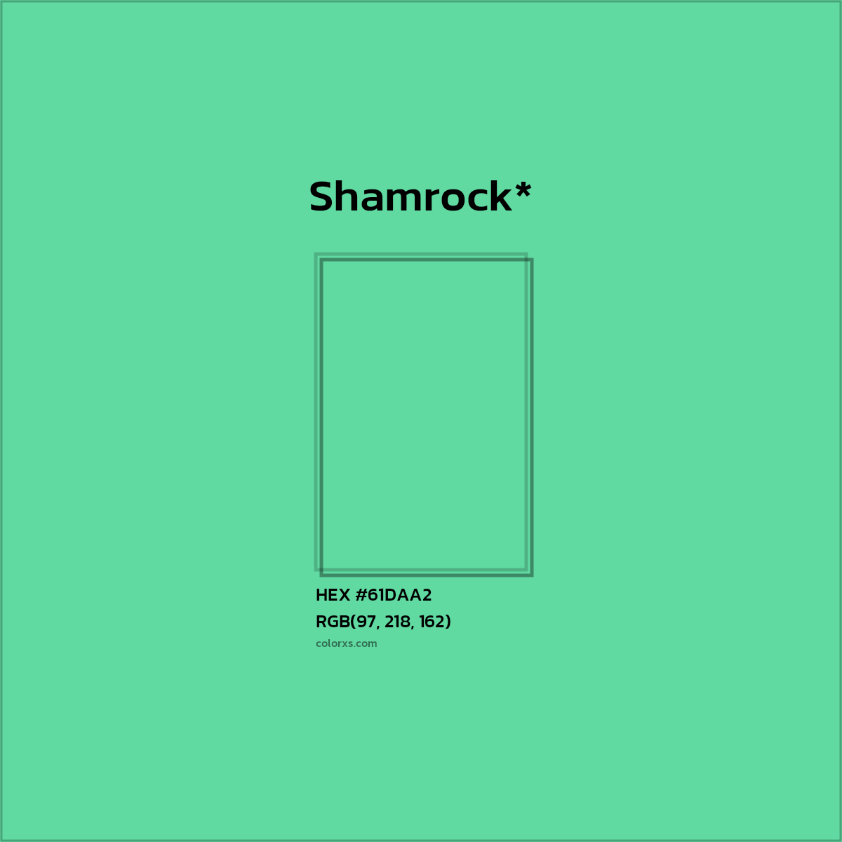 #61DAA2 hex color. RGB, RYB, CMYK, HSL, HSV codes and color conversions. Matching color names, palettes, paints.