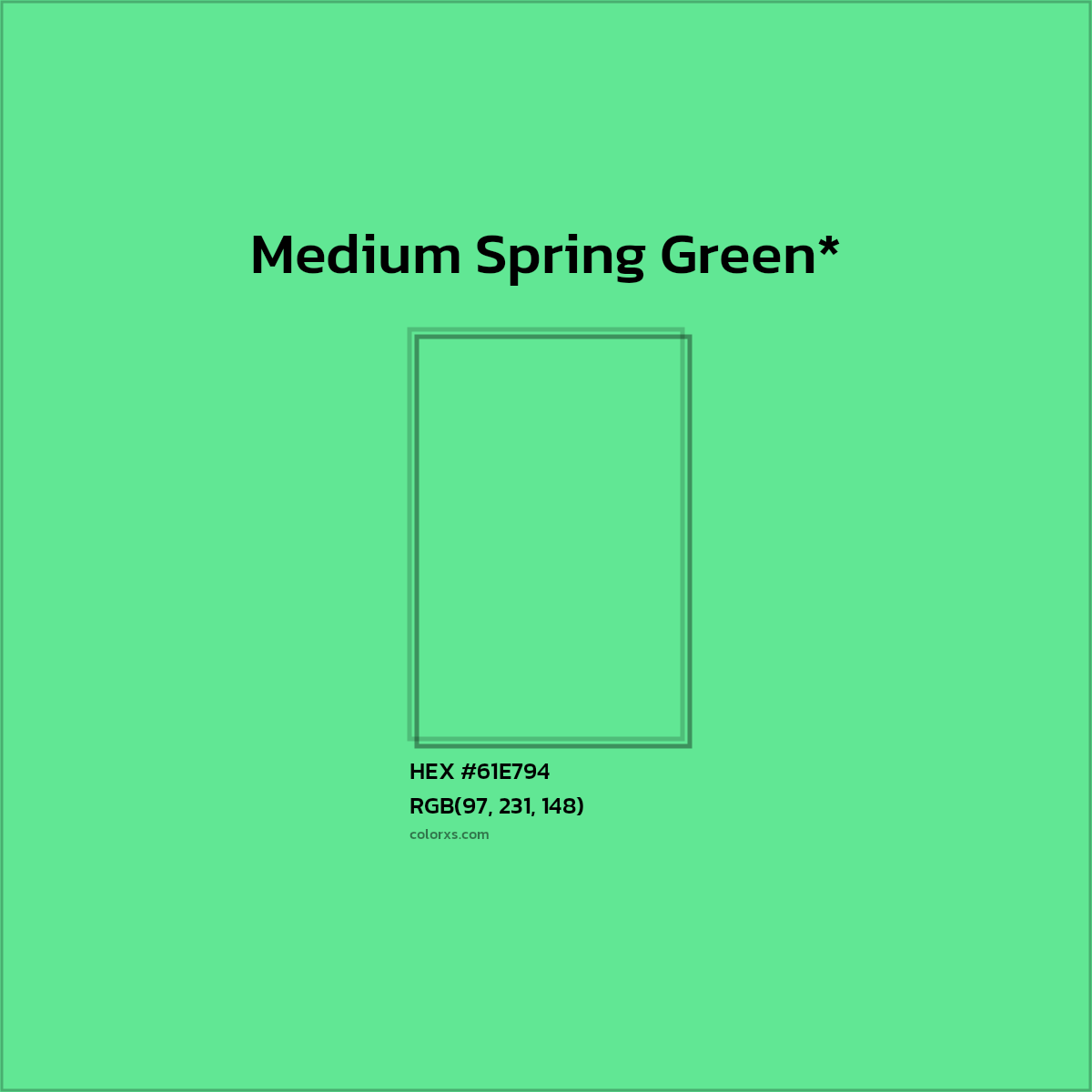 #61E794 hex color. RGB, RYB, CMYK, HSL, HSV codes and color conversions. Matching color names, palettes, paints.