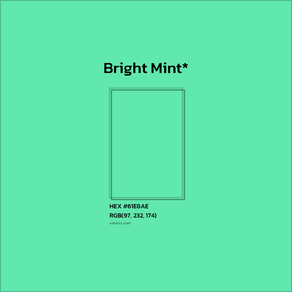 #61E8AE hex color. RGB, RYB, CMYK, HSL, HSV codes and color conversions. Matching color names, palettes, paints.