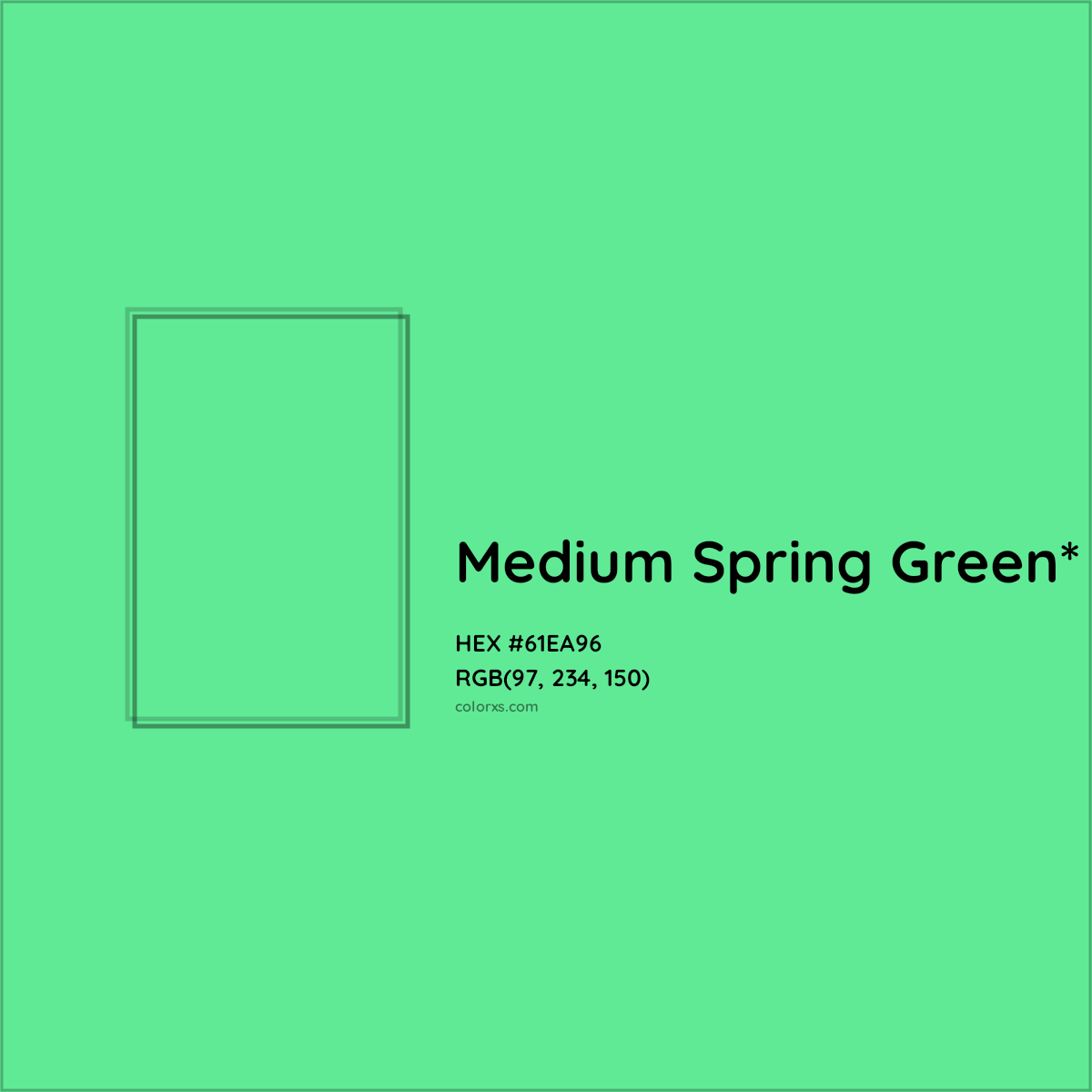 #61EA96 hex color. RGB, RYB, CMYK, HSL, HSV codes and color conversions. Matching color names, palettes, paints.