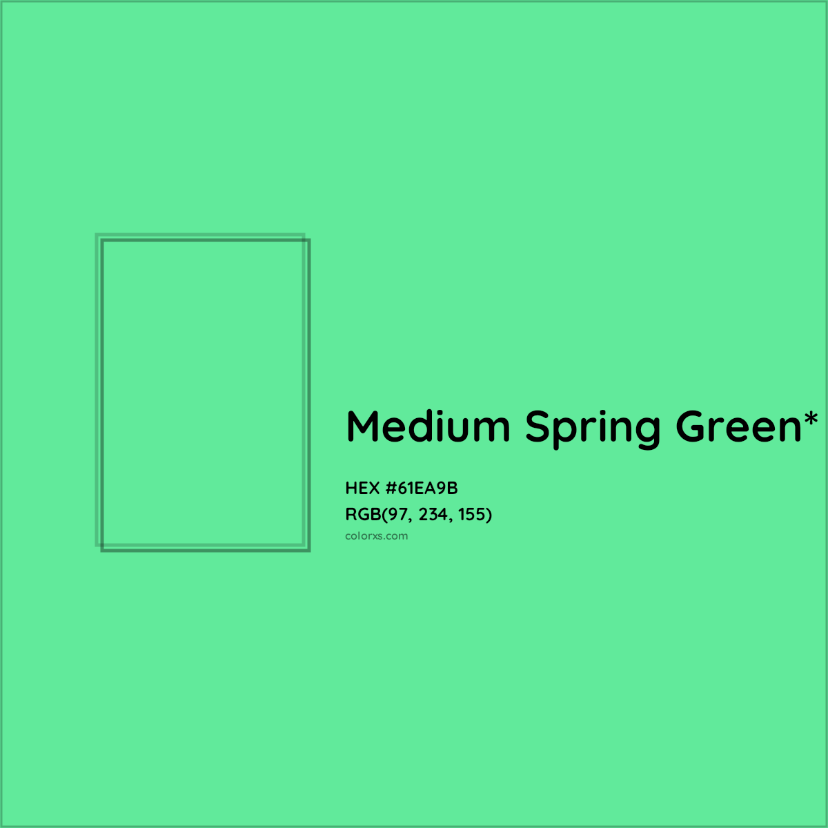 #61EA9B hex color. RGB, RYB, CMYK, HSL, HSV codes and color conversions. Matching color names, palettes, paints.