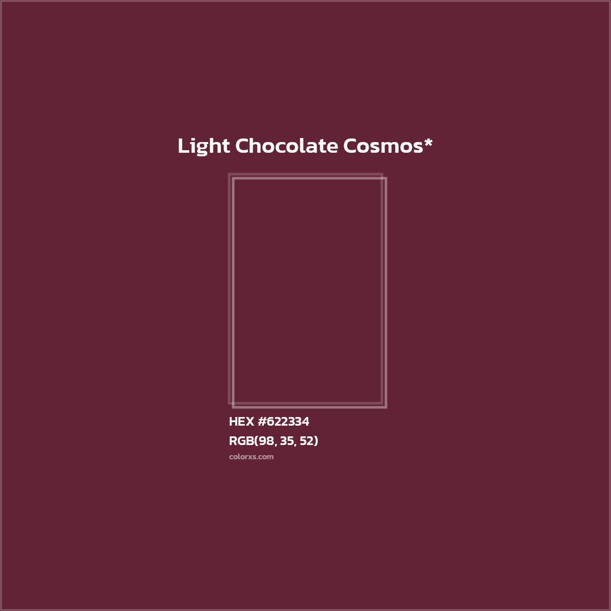 #622334 hex color. RGB, RYB, CMYK, HSL, HSV codes and color conversions. Matching color names, palettes, paints.