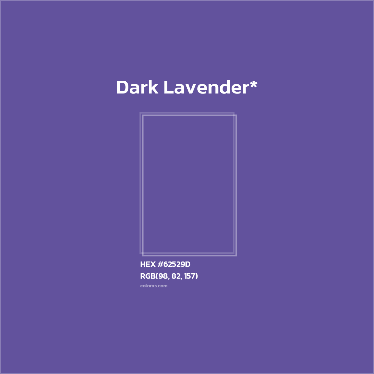 #62529D hex color. RGB, RYB, CMYK, HSL, HSV codes and color conversions. Matching color names, palettes, paints.