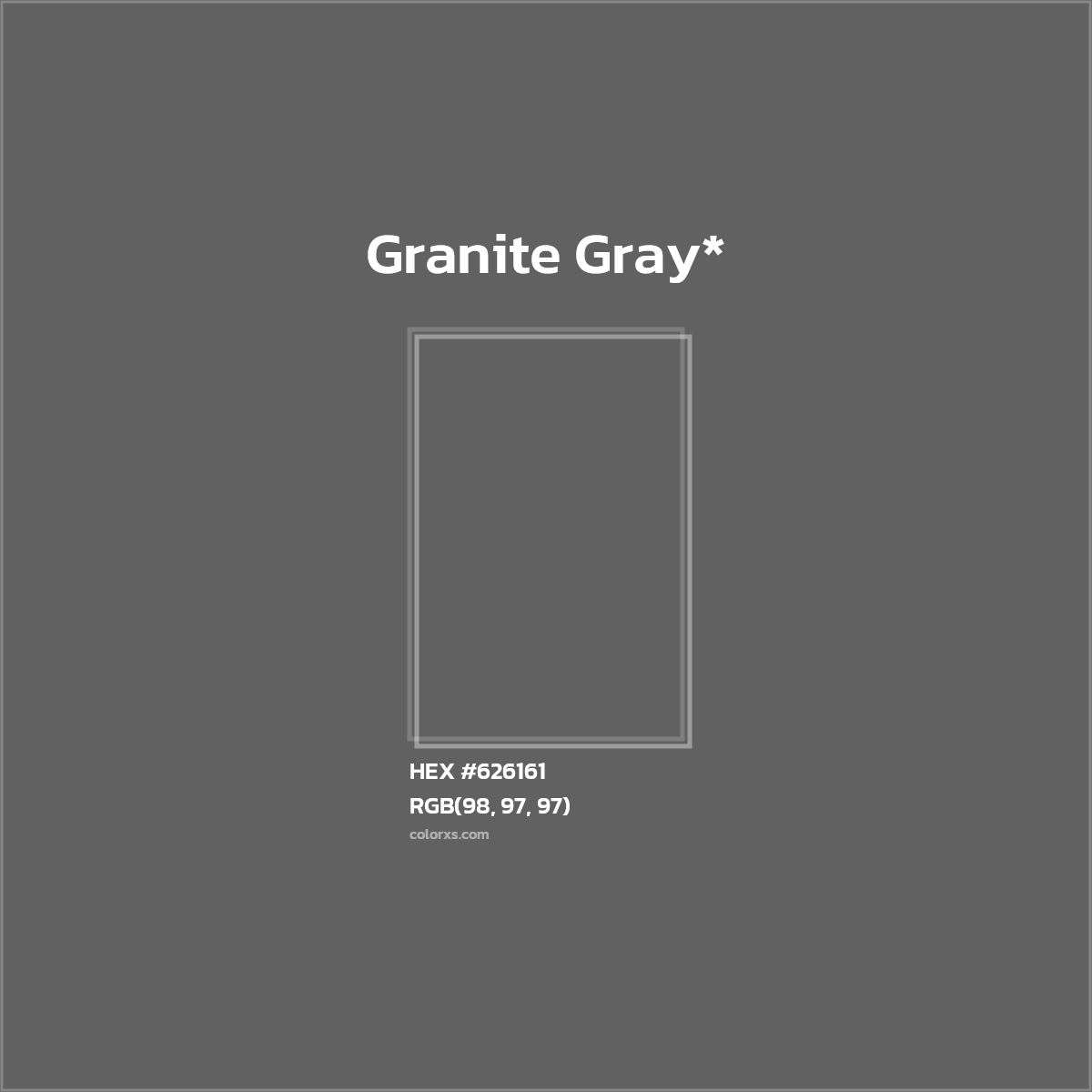 #626161 hex color. RGB, RYB, CMYK, HSL, HSV codes and color conversions. Matching color names, palettes, paints.