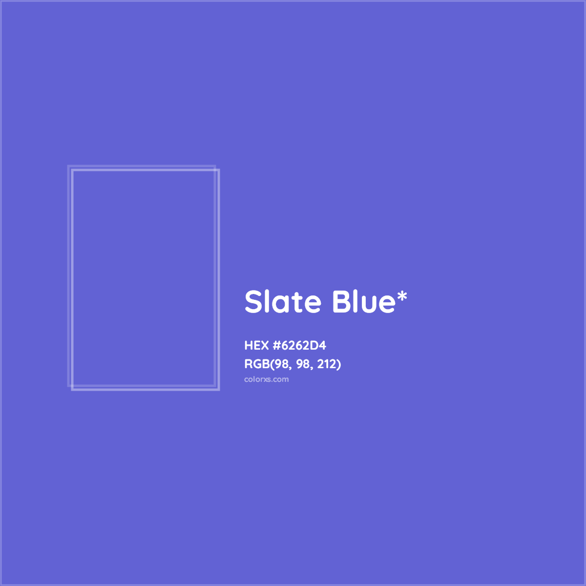 #6262D4 hex color. RGB, RYB, CMYK, HSL, HSV codes and color conversions. Matching color names, palettes, paints.