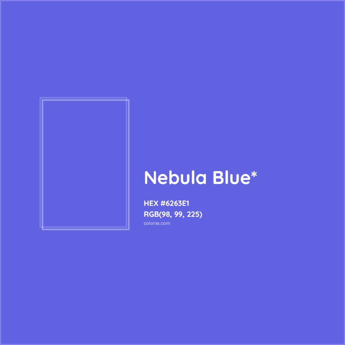 #6263E1 hex color. RGB, RYB, CMYK, HSL, HSV codes and color conversions. Matching color names, palettes, paints.