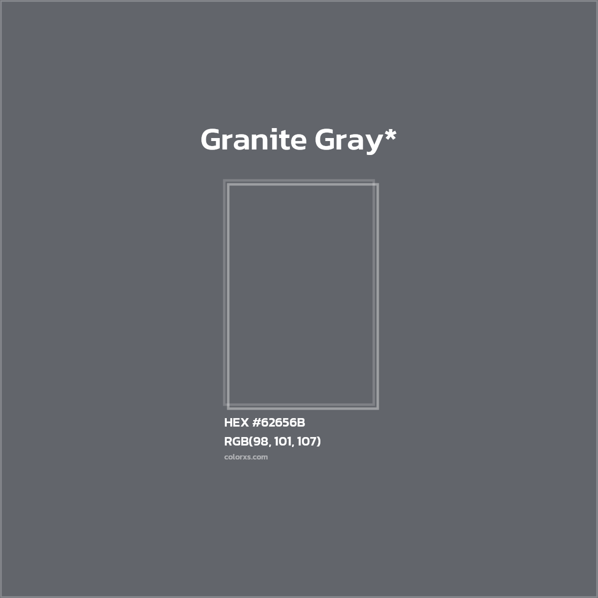#62656B hex color. RGB, RYB, CMYK, HSL, HSV codes and color conversions. Matching color names, palettes, paints.