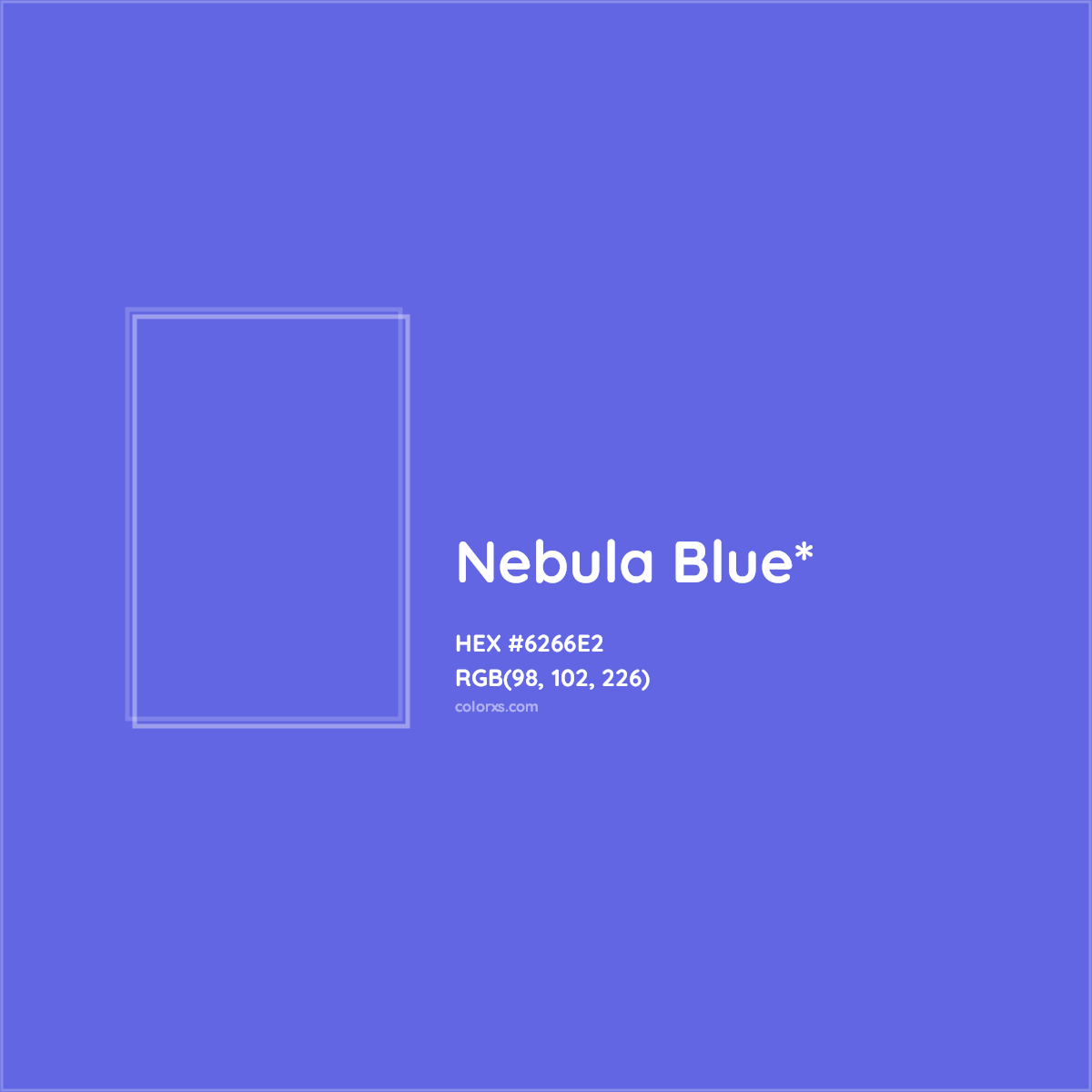 #6266E2 hex color. RGB, RYB, CMYK, HSL, HSV codes and color conversions. Matching color names, palettes, paints.