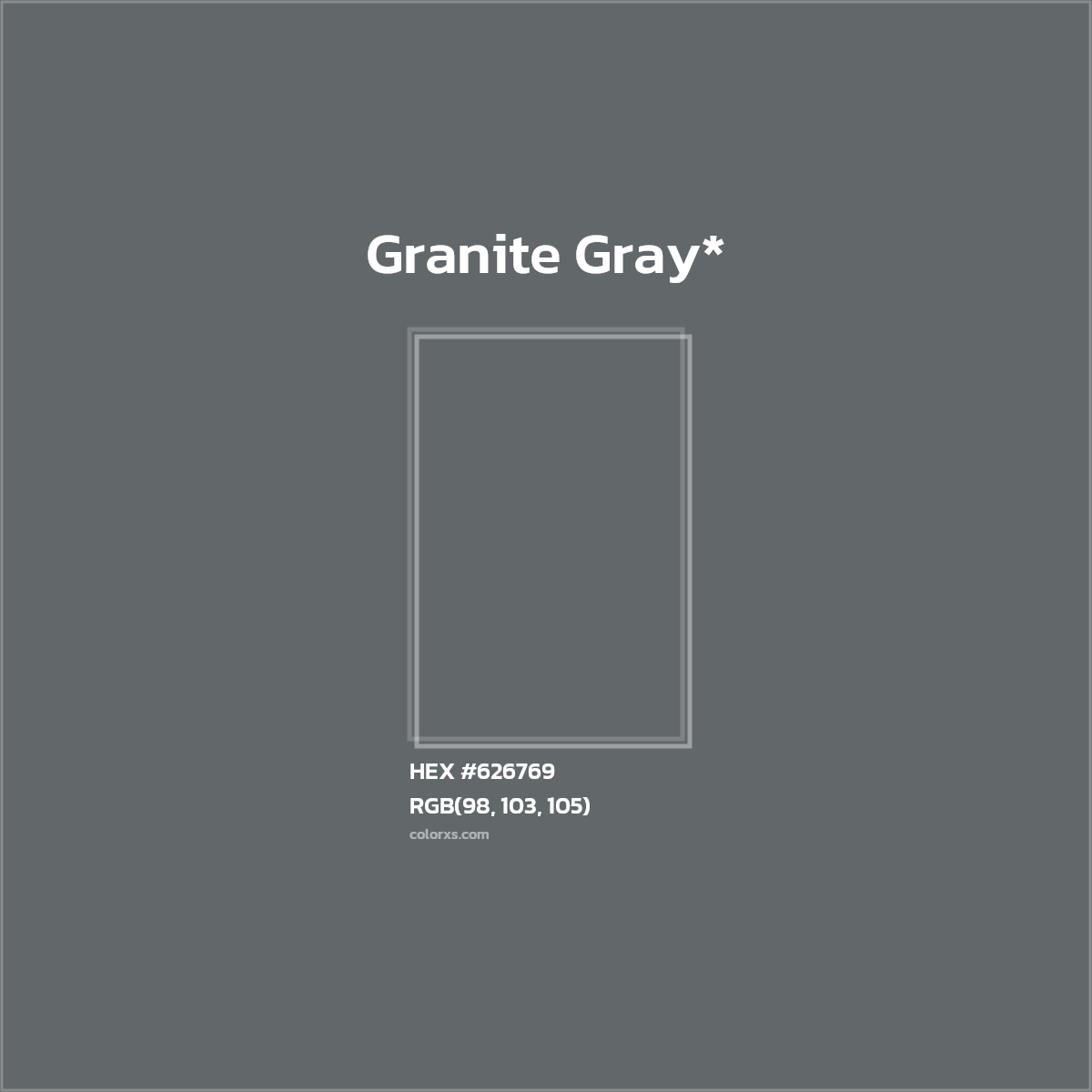 #626769 hex color. RGB, RYB, CMYK, HSL, HSV codes and color conversions. Matching color names, palettes, paints.