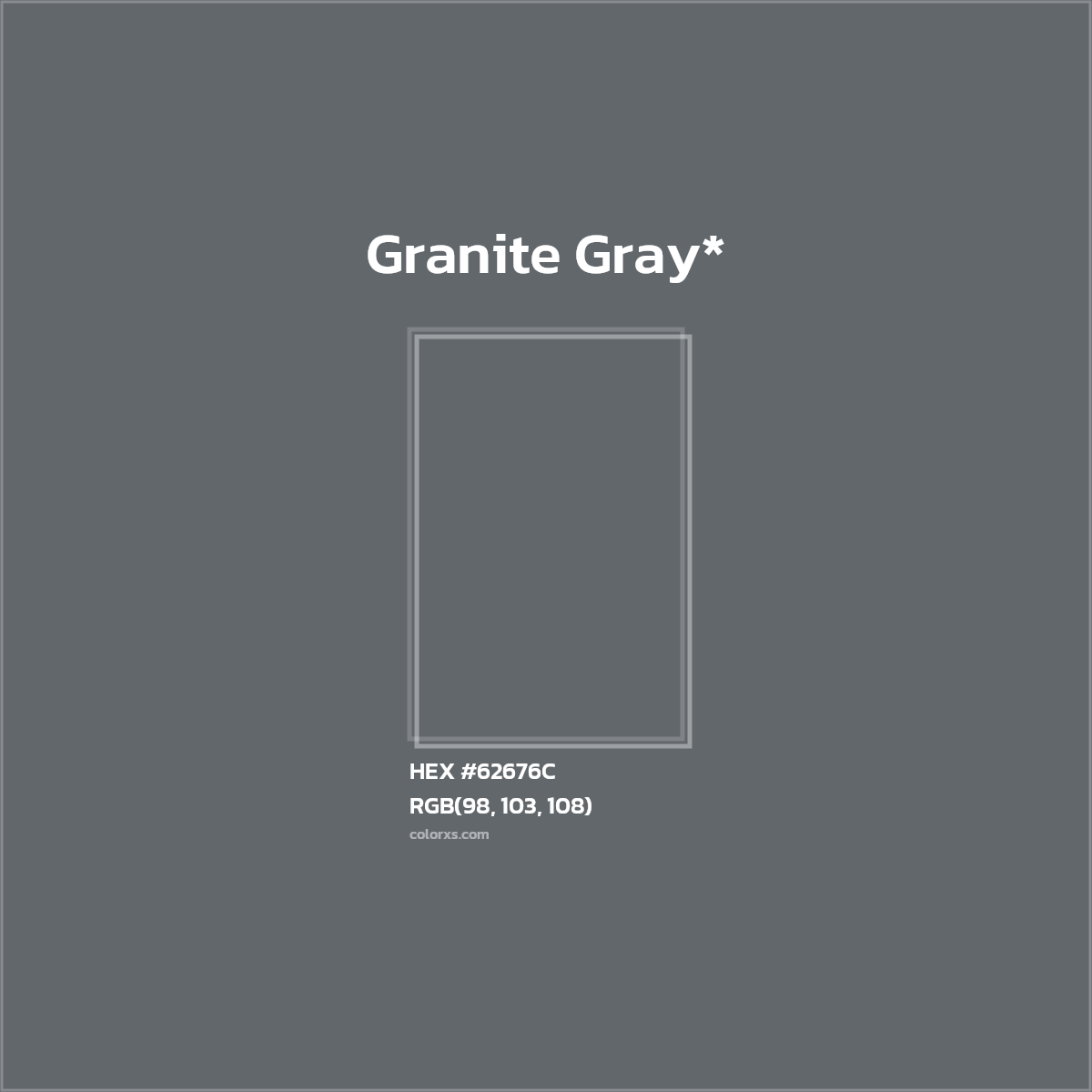 #62676C hex color. RGB, RYB, CMYK, HSL, HSV codes and color conversions. Matching color names, palettes, paints.