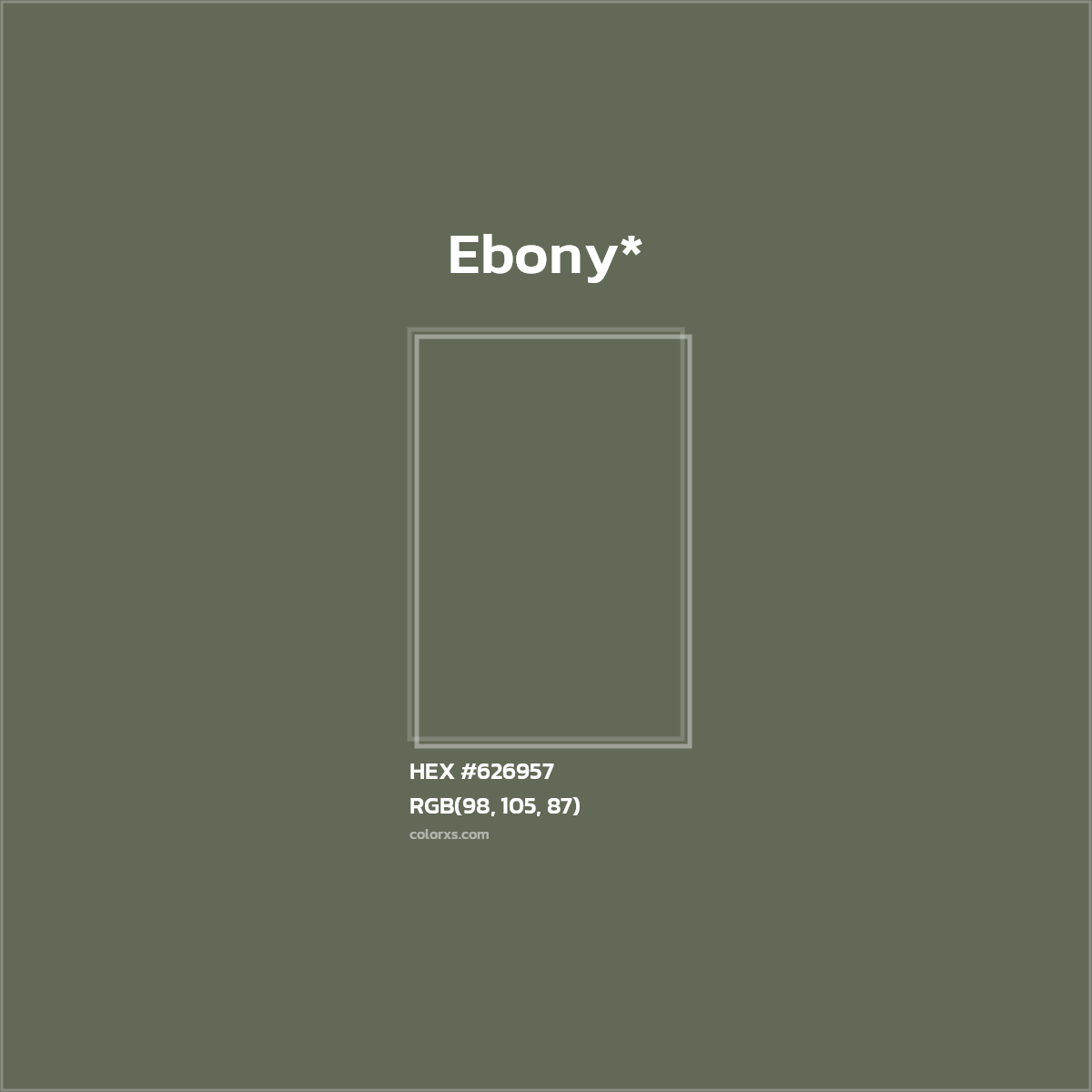 #626957 hex color. RGB, RYB, CMYK, HSL, HSV codes and color conversions. Matching color names, palettes, paints.