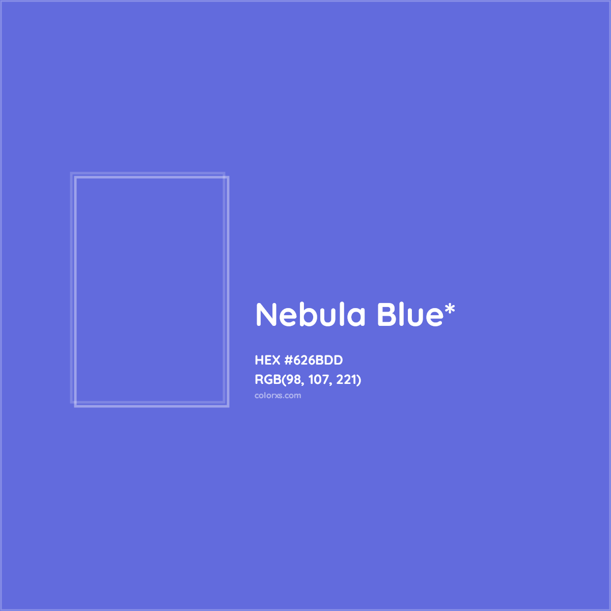 #626BDD hex color. RGB, RYB, CMYK, HSL, HSV codes and color conversions. Matching color names, palettes, paints.