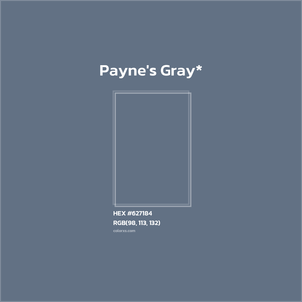 #627184 hex color. RGB, RYB, CMYK, HSL, HSV codes and color conversions. Matching color names, palettes, paints.