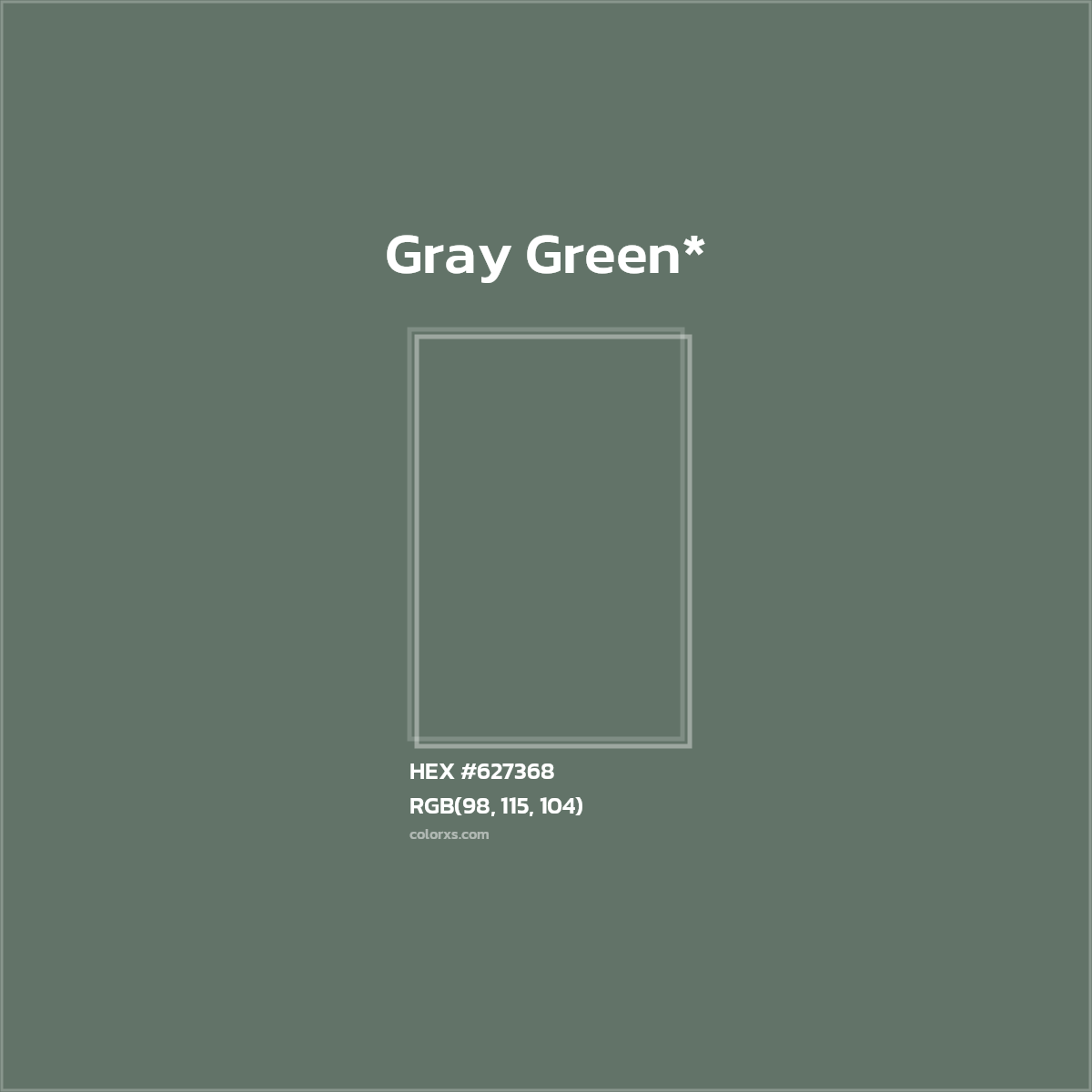 #627368 hex color. RGB, RYB, CMYK, HSL, HSV codes and color conversions. Matching color names, palettes, paints.