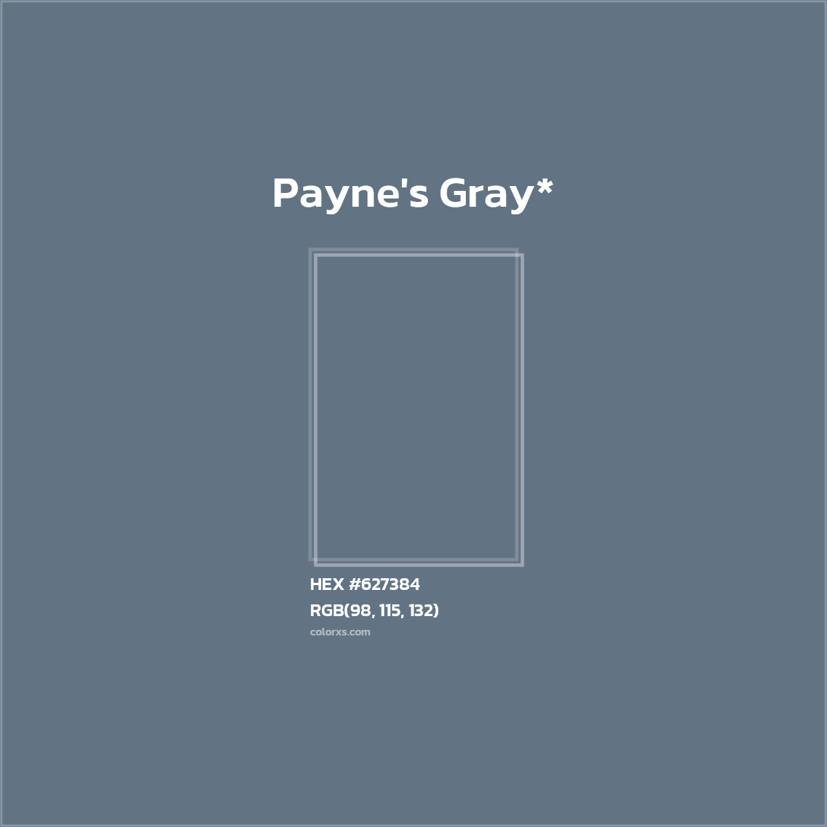 #627384 hex color. RGB, RYB, CMYK, HSL, HSV codes and color conversions. Matching color names, palettes, paints.