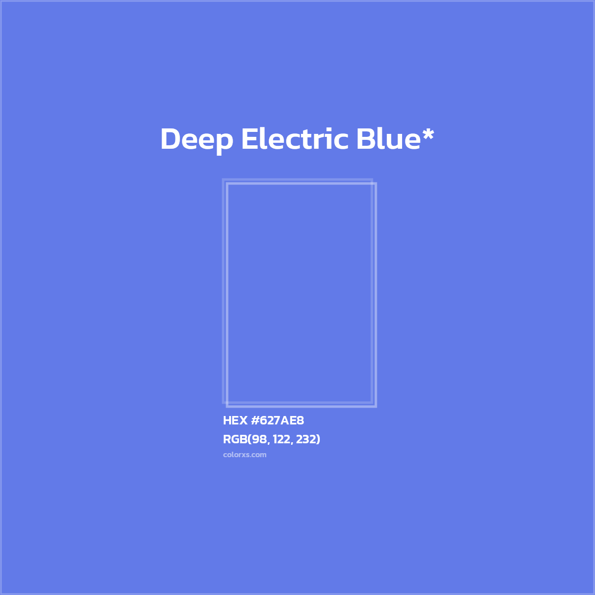 #627AE8 hex color. RGB, RYB, CMYK, HSL, HSV codes and color conversions. Matching color names, palettes, paints.