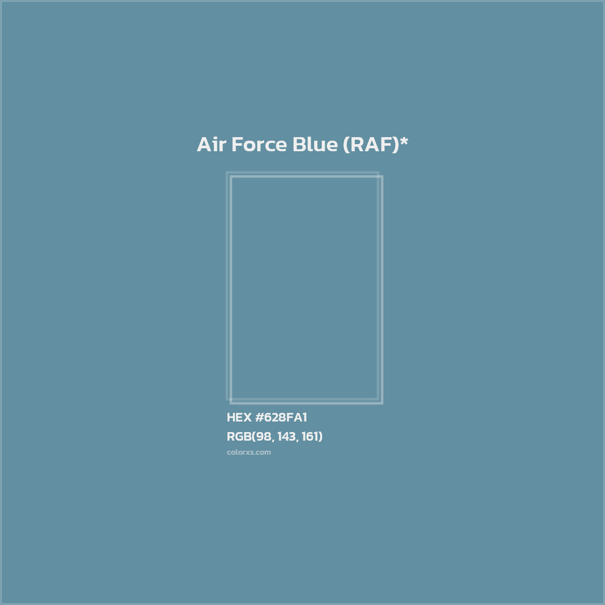 #628FA1 hex color. RGB, RYB, CMYK, HSL, HSV codes and color conversions. Matching color names, palettes, paints.