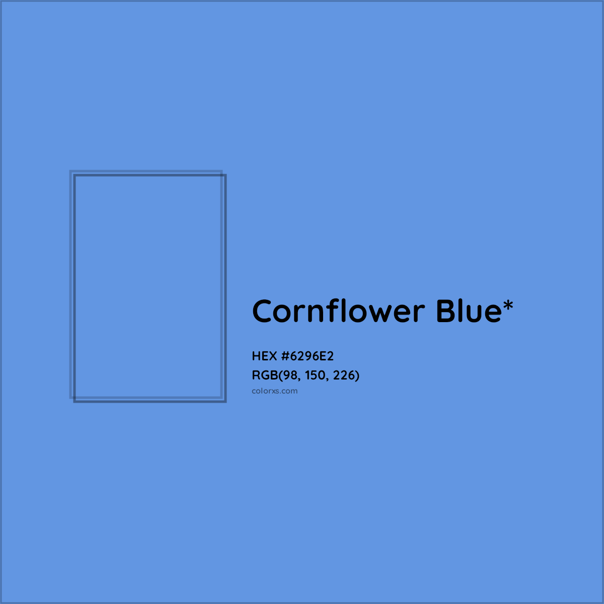 #6296E2 hex color. RGB, RYB, CMYK, HSL, HSV codes and color conversions. Matching color names, palettes, paints.
