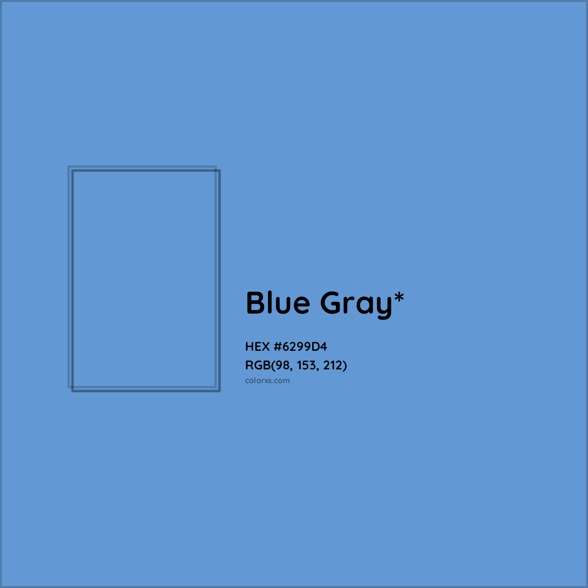 #6299D4 hex color. RGB, RYB, CMYK, HSL, HSV codes and color conversions. Matching color names, palettes, paints.