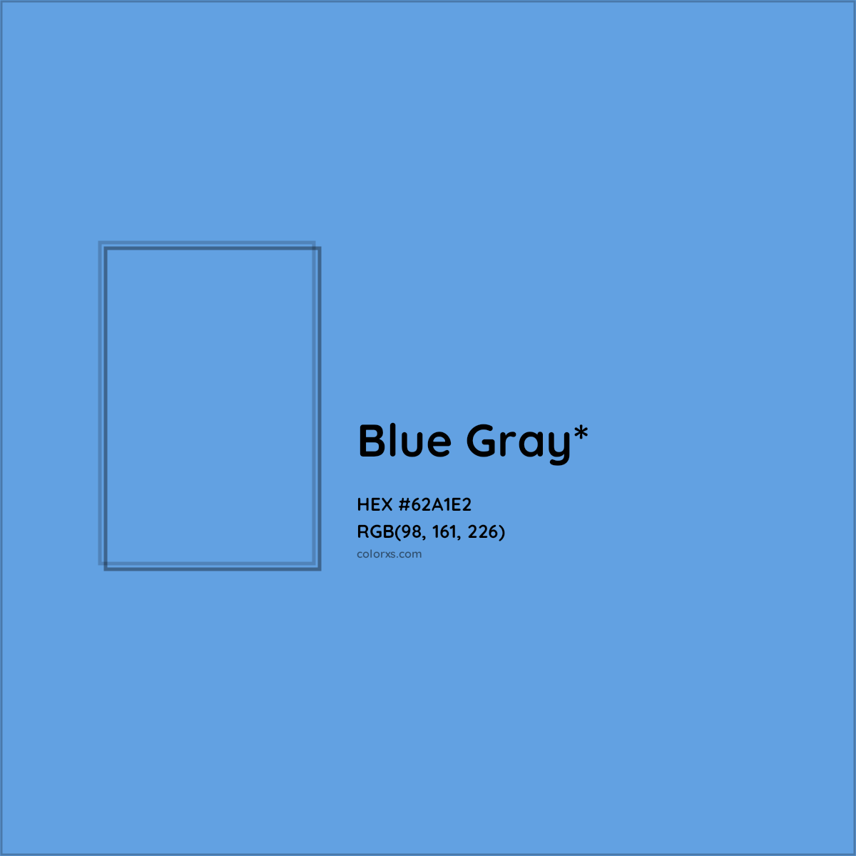 #62A1E2 hex color. RGB, RYB, CMYK, HSL, HSV codes and color conversions. Matching color names, palettes, paints.