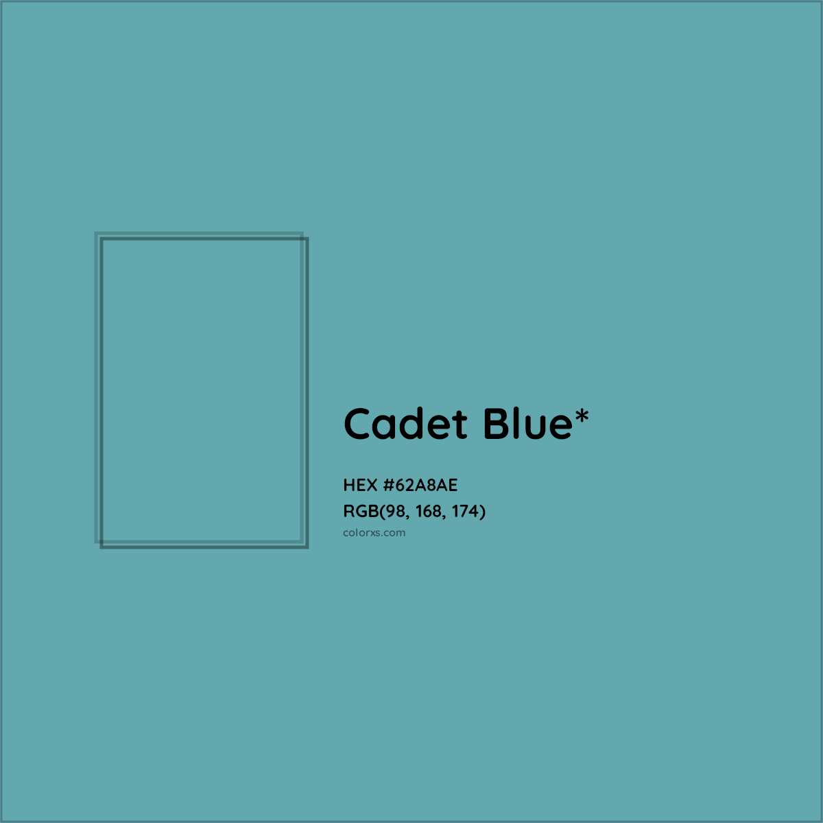#62A8AE hex color. RGB, RYB, CMYK, HSL, HSV codes and color conversions. Matching color names, palettes, paints.