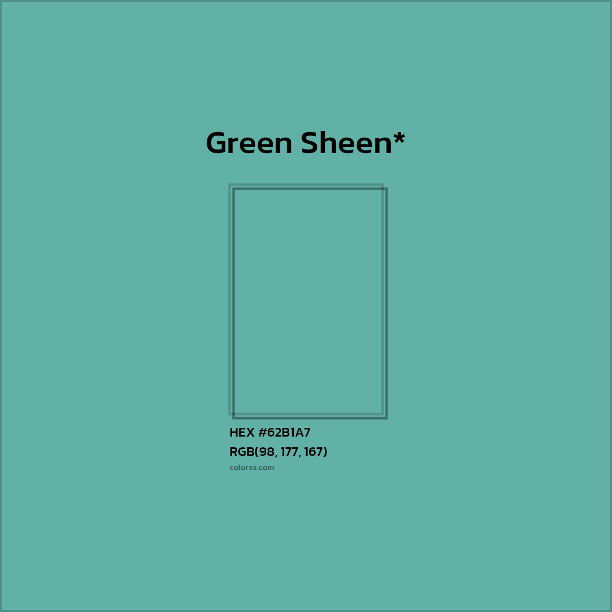 #62B1A7 hex color. RGB, RYB, CMYK, HSL, HSV codes and color conversions. Matching color names, palettes, paints.