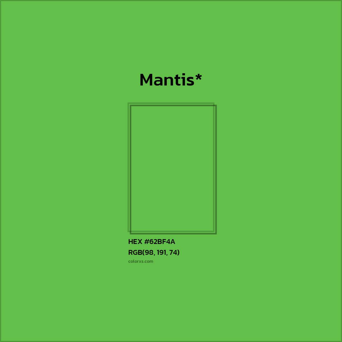 #62BF4A hex color. RGB, RYB, CMYK, HSL, HSV codes and color conversions. Matching color names, palettes, paints.
