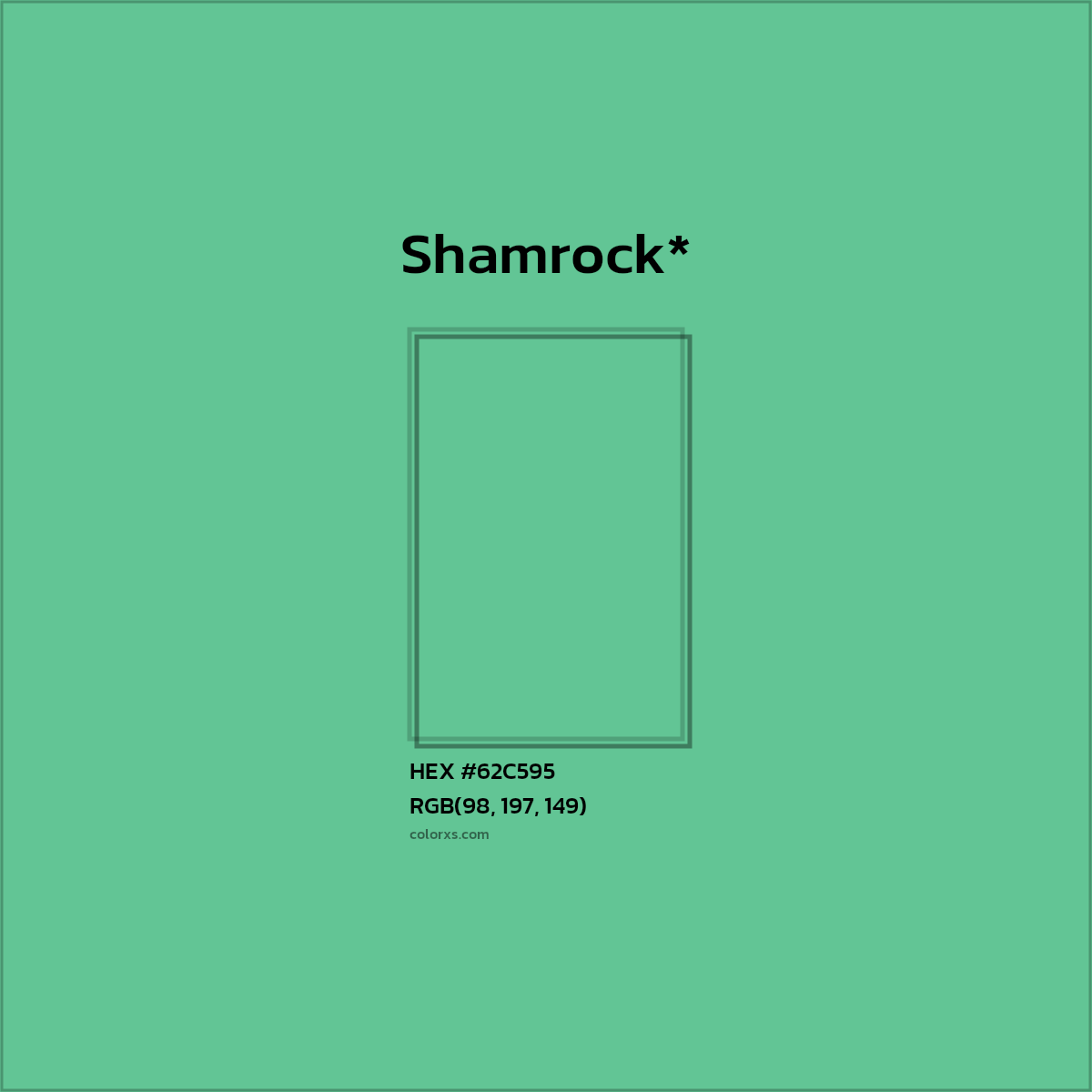 #62C595 hex color. RGB, RYB, CMYK, HSL, HSV codes and color conversions. Matching color names, palettes, paints.