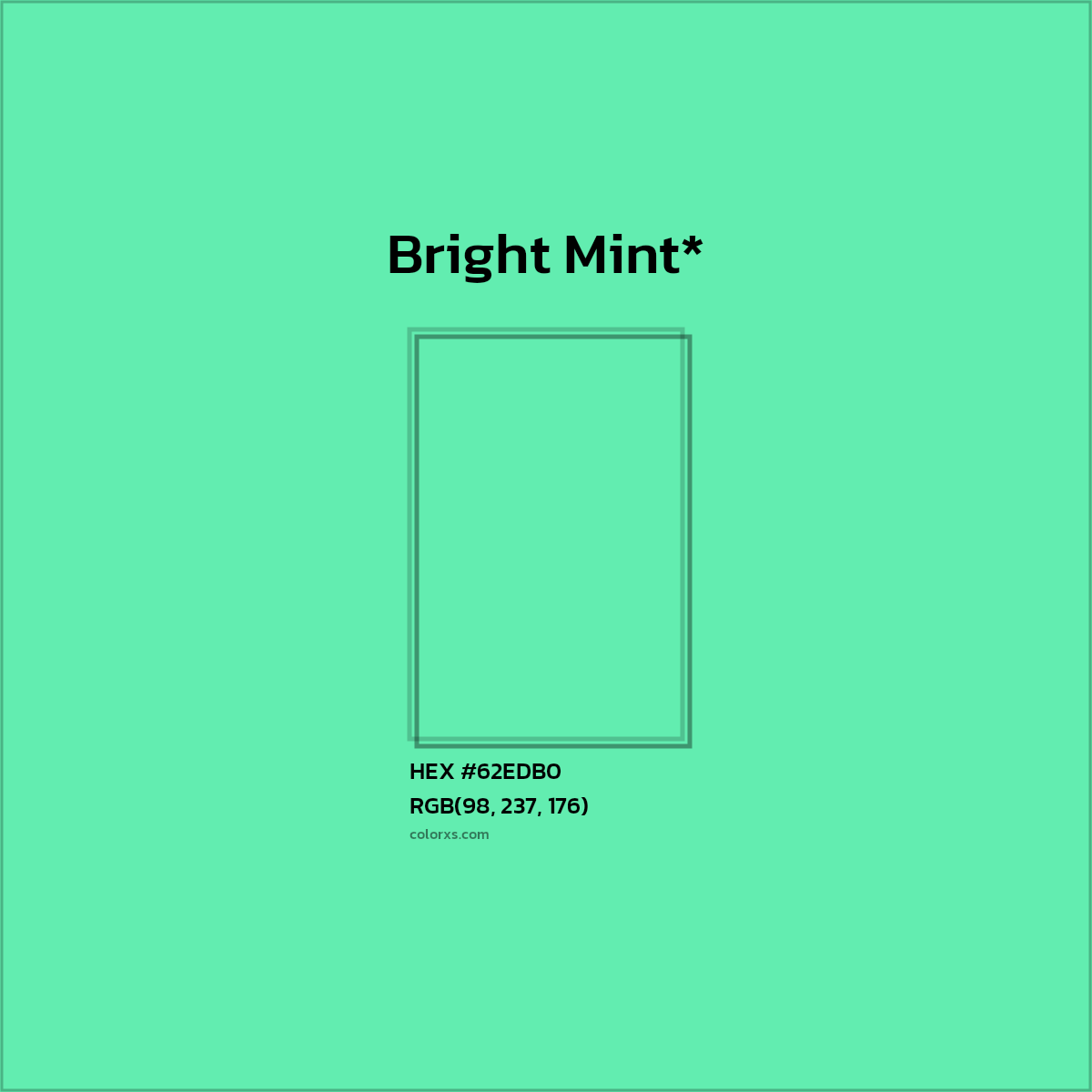 #62EDB0 hex color. RGB, RYB, CMYK, HSL, HSV codes and color conversions. Matching color names, palettes, paints.