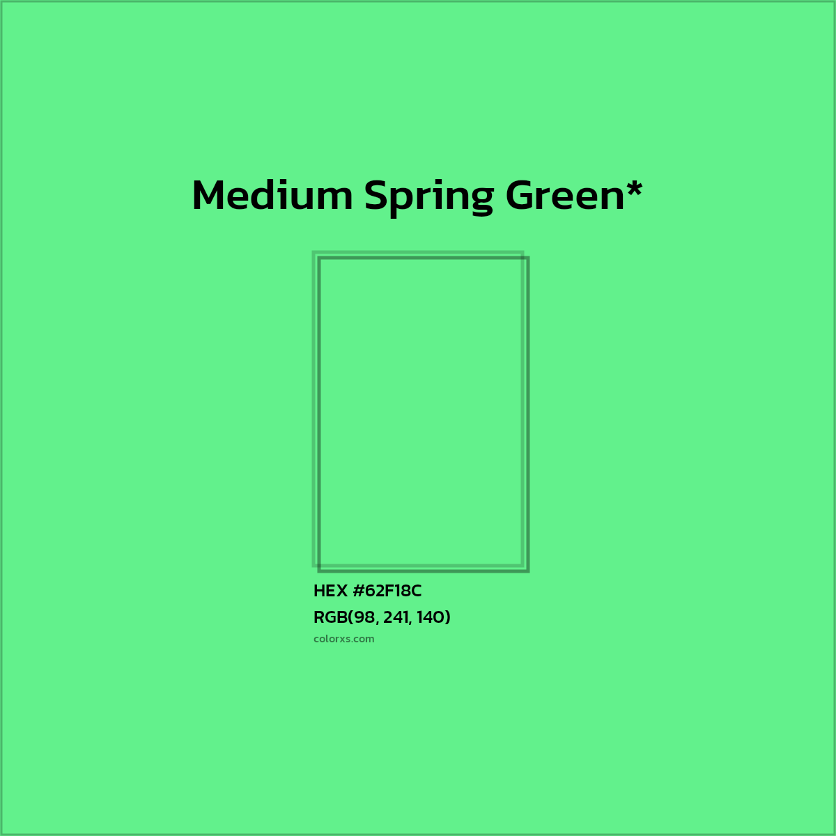#62F18C hex color. RGB, RYB, CMYK, HSL, HSV codes and color conversions. Matching color names, palettes, paints.