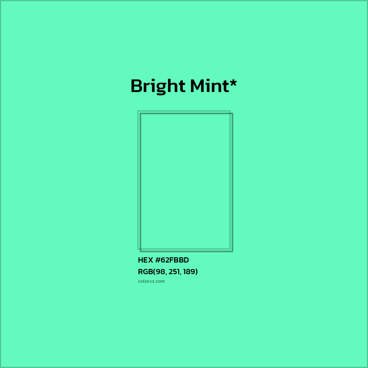 #62FBBD hex color. RGB, RYB, CMYK, HSL, HSV codes and color conversions. Matching color names, palettes, paints.