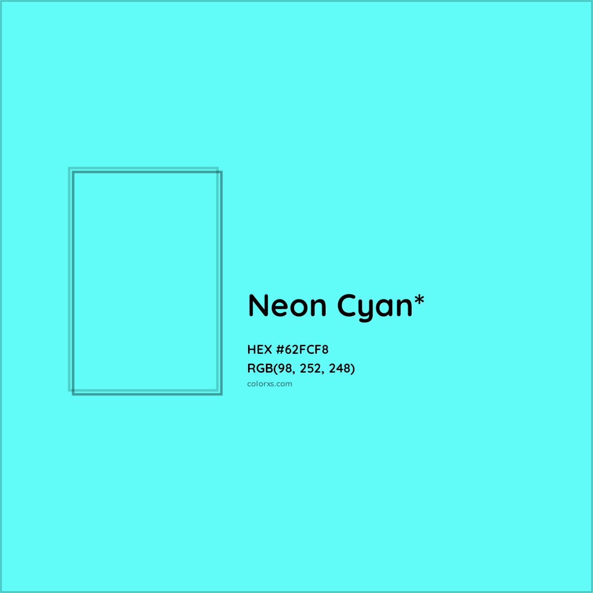 #62FCF8 hex color. RGB, RYB, CMYK, HSL, HSV codes and color conversions. Matching color names, palettes, paints.