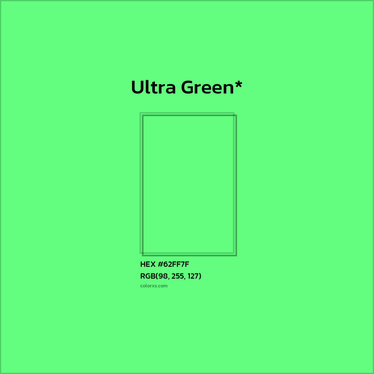 #62FF7F hex color. RGB, RYB, CMYK, HSL, HSV codes and color conversions. Matching color names, palettes, paints.