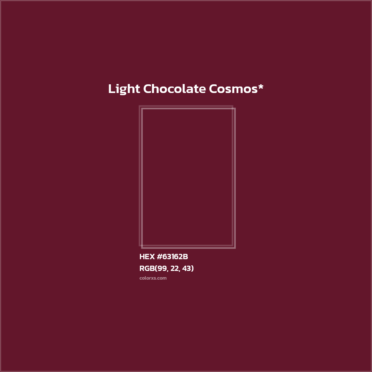 #63162B hex color. RGB, RYB, CMYK, HSL, HSV codes and color conversions. Matching color names, palettes, paints.