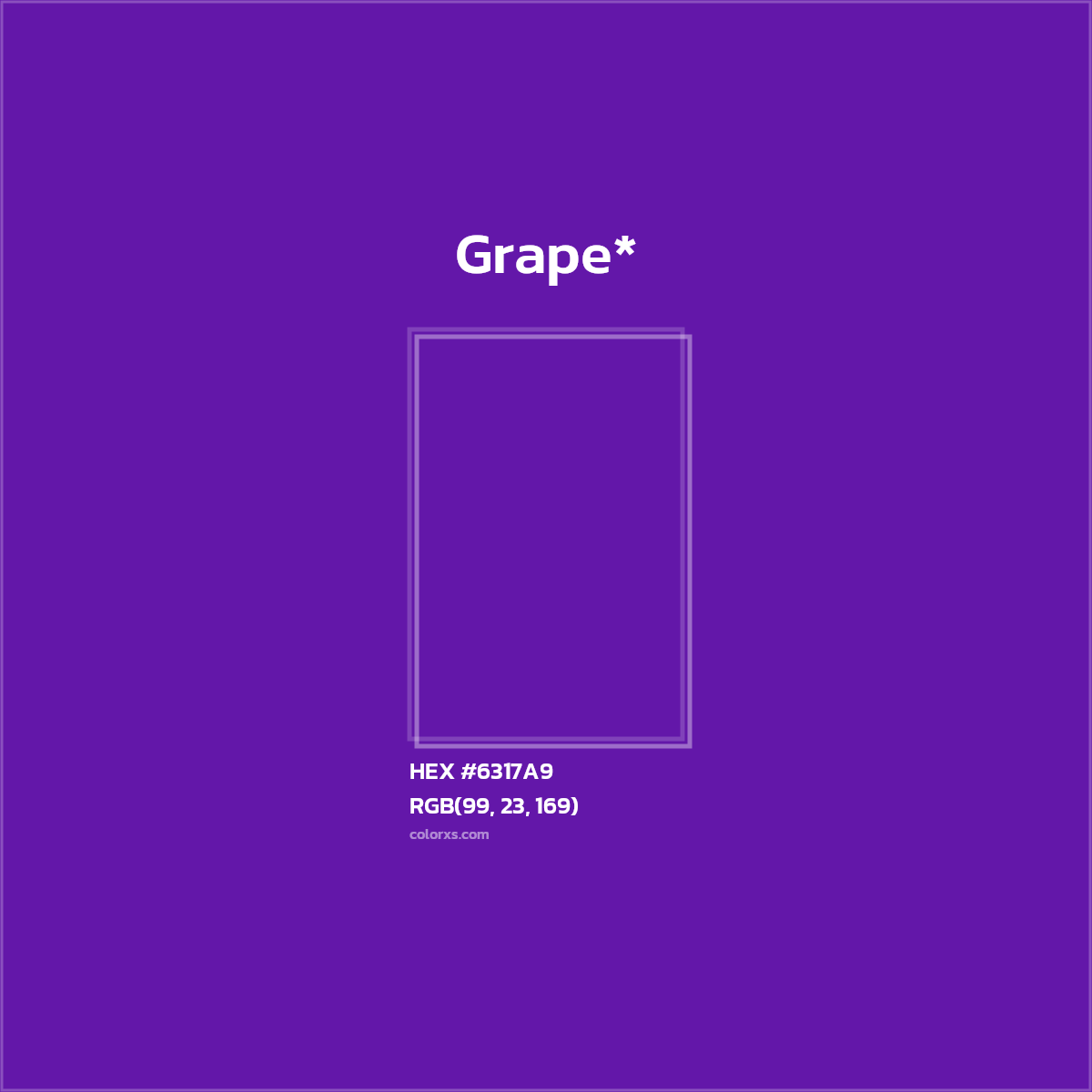 #6317A9 hex color. RGB, RYB, CMYK, HSL, HSV codes and color conversions. Matching color names, palettes, paints.