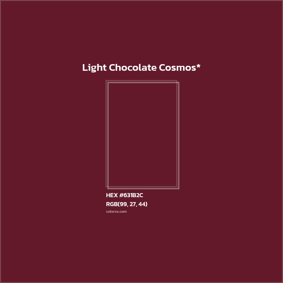 #631B2C hex color. RGB, RYB, CMYK, HSL, HSV codes and color conversions. Matching color names, palettes, paints.