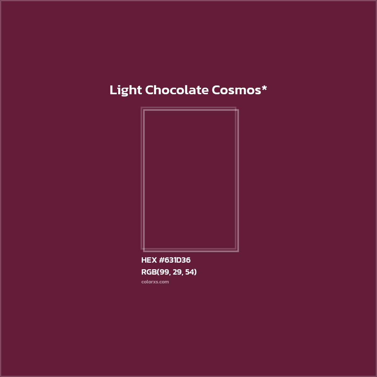 #631D36 hex color. RGB, RYB, CMYK, HSL, HSV codes and color conversions. Matching color names, palettes, paints.