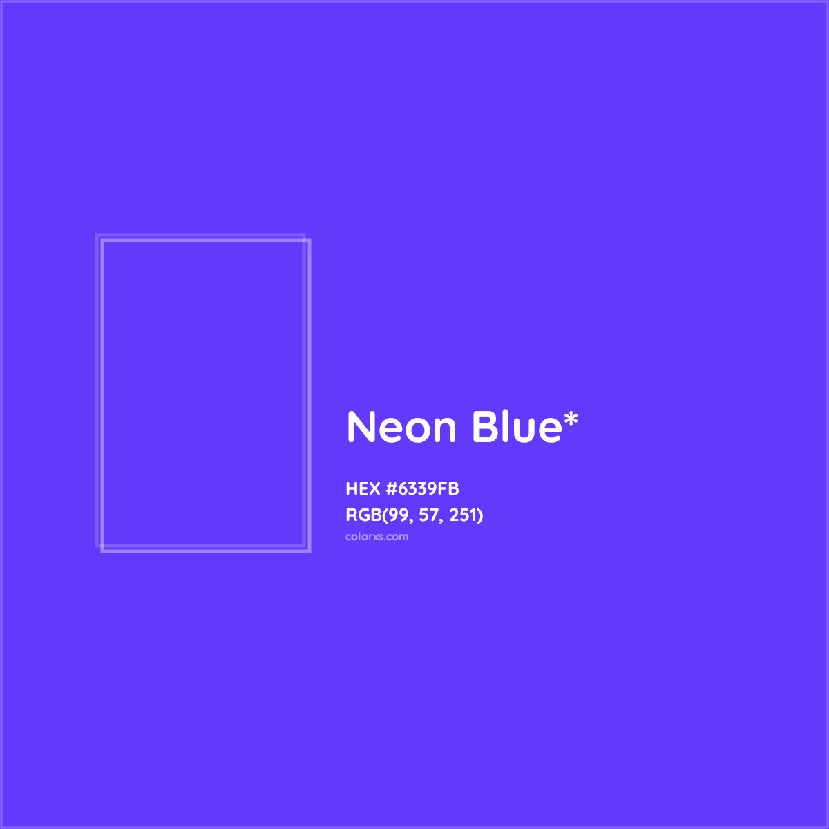 #6339FB hex color. RGB, RYB, CMYK, HSL, HSV codes and color conversions. Matching color names, palettes, paints.
