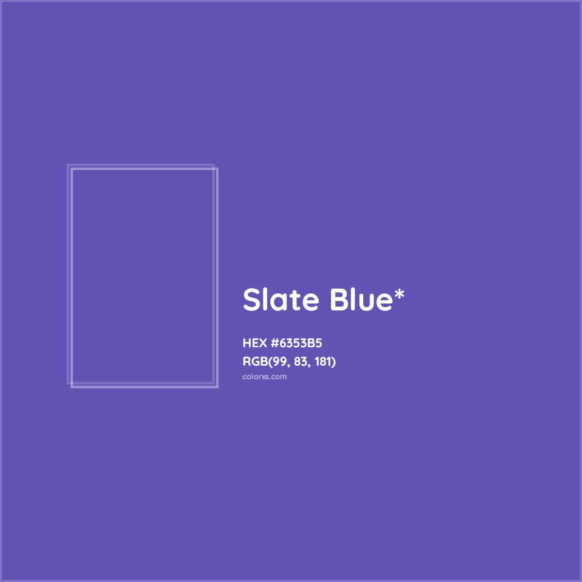 #6353B5 hex color. RGB, RYB, CMYK, HSL, HSV codes and color conversions. Matching color names, palettes, paints.