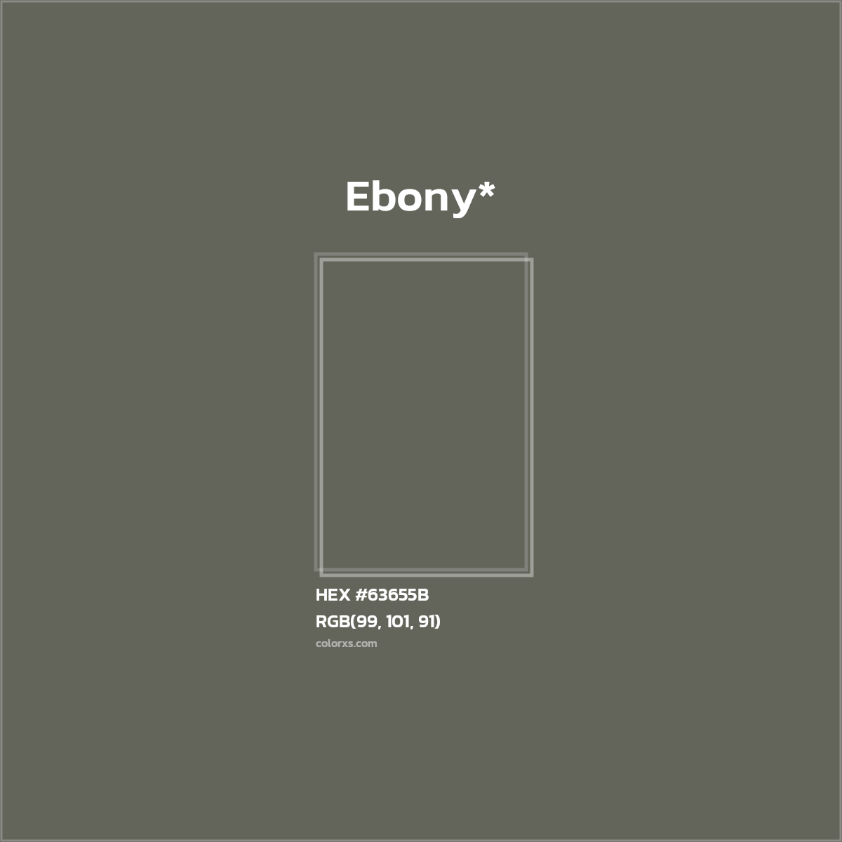 #63655B hex color. RGB, RYB, CMYK, HSL, HSV codes and color conversions. Matching color names, palettes, paints.