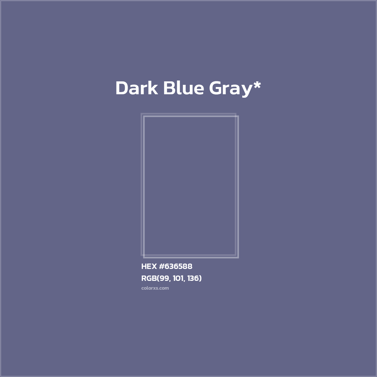 #636588 hex color. RGB, RYB, CMYK, HSL, HSV codes and color conversions. Matching color names, palettes, paints.