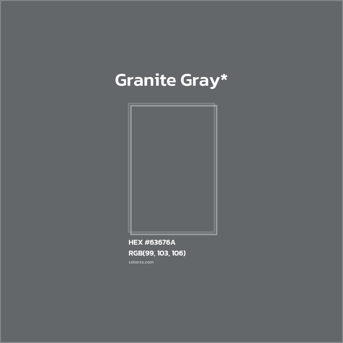 #63676A hex color. RGB, RYB, CMYK, HSL, HSV codes and color conversions. Matching color names, palettes, paints.
