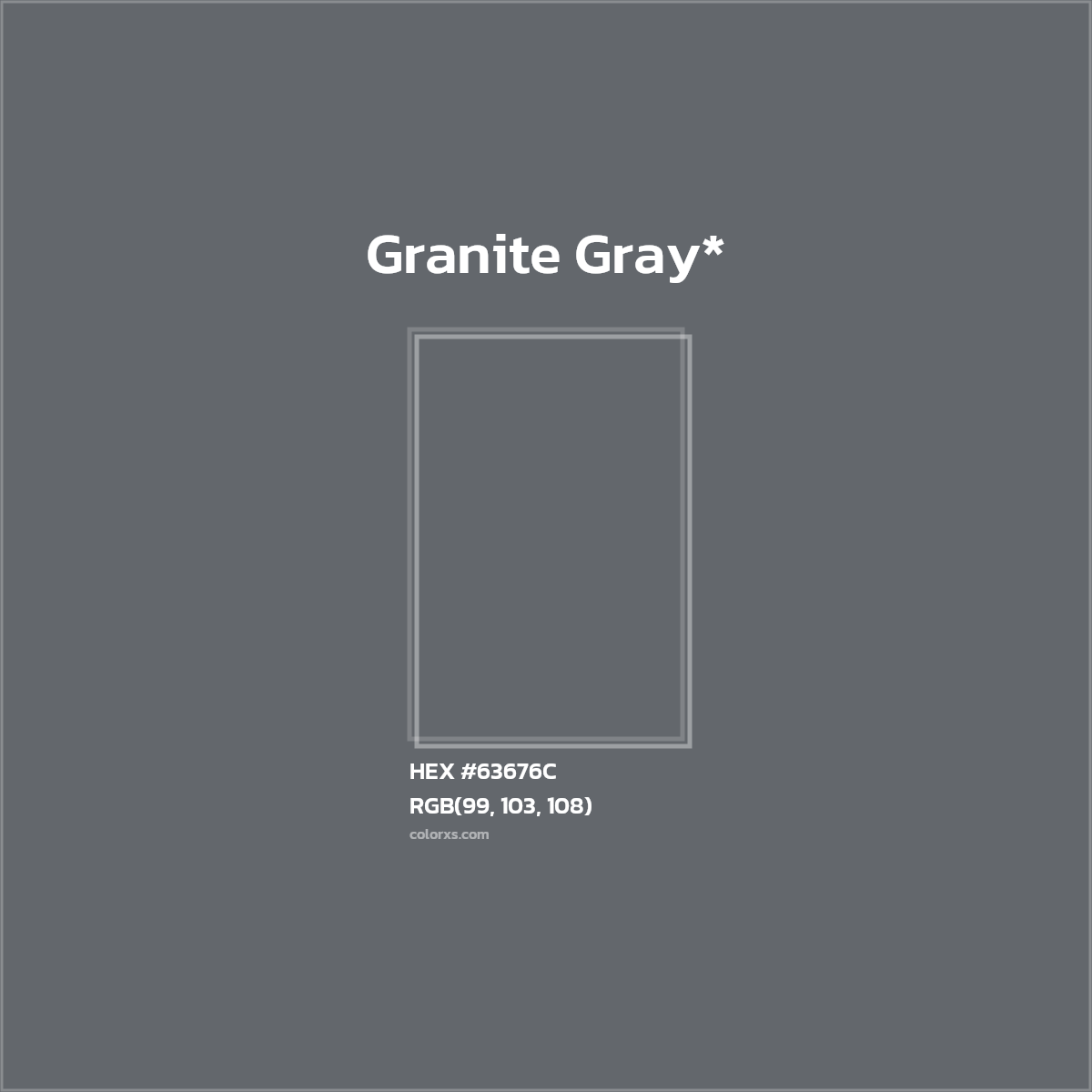 #63676C hex color. RGB, RYB, CMYK, HSL, HSV codes and color conversions. Matching color names, palettes, paints.