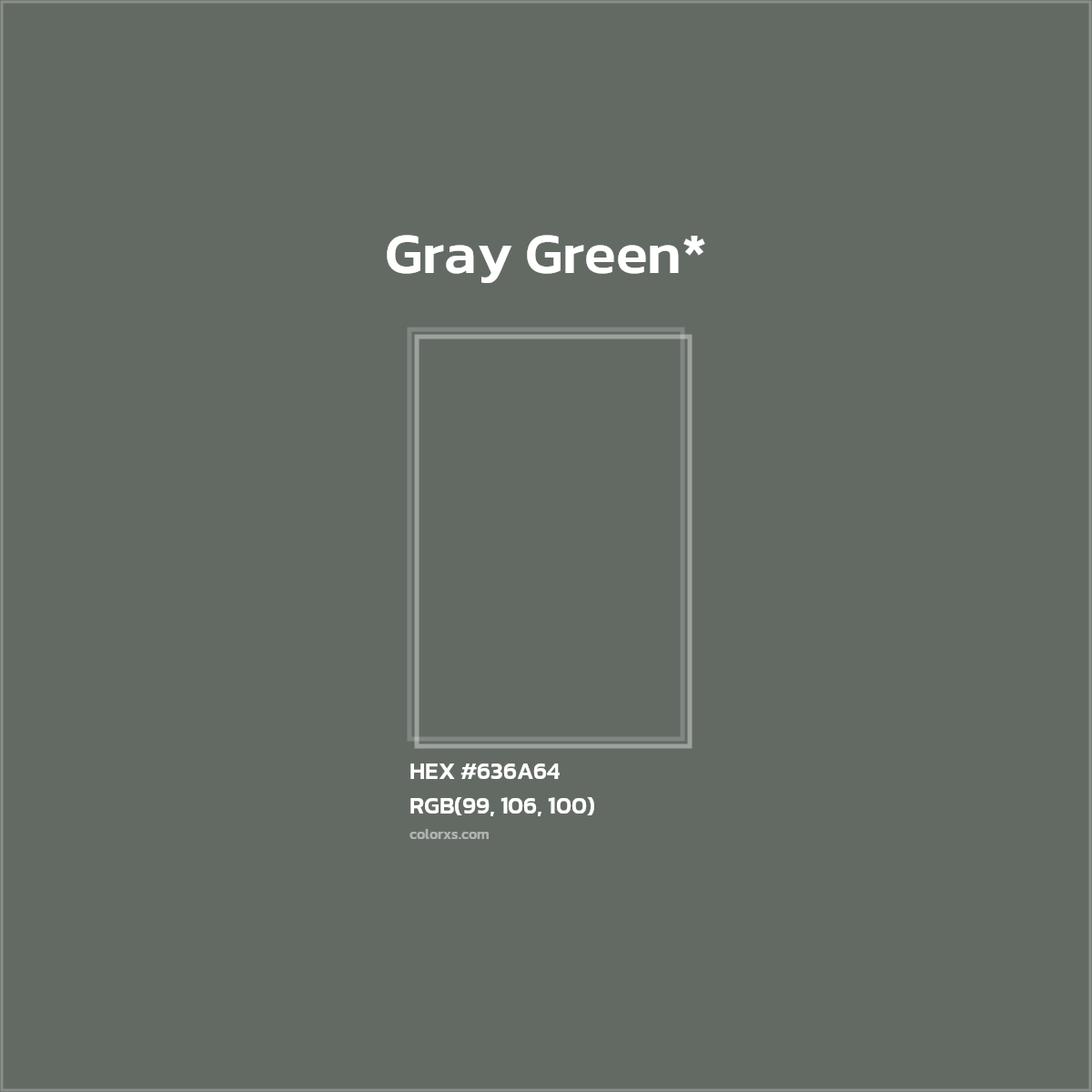 #636A64 hex color. RGB, RYB, CMYK, HSL, HSV codes and color conversions. Matching color names, palettes, paints.
