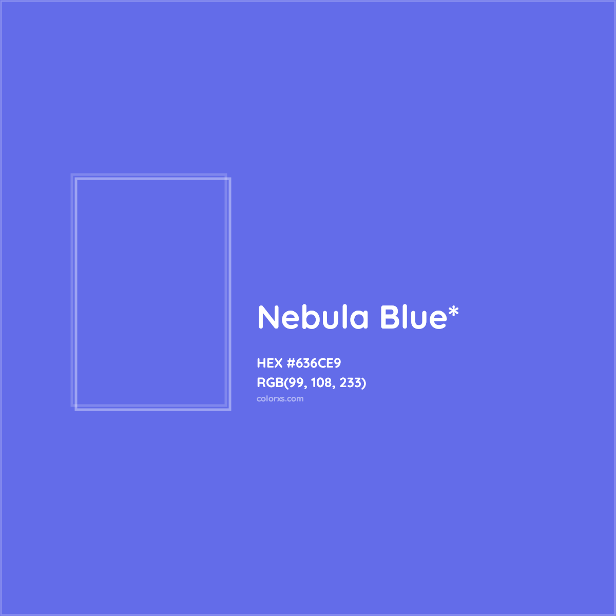 #636CE9 hex color. RGB, RYB, CMYK, HSL, HSV codes and color conversions. Matching color names, palettes, paints.