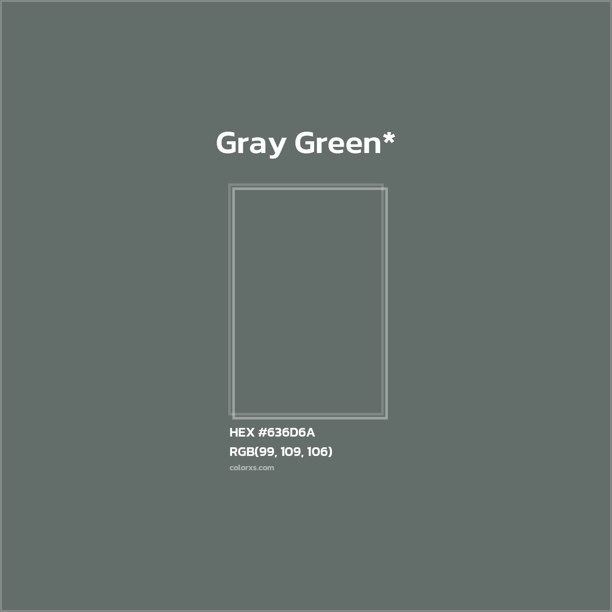 #636D6A hex color. RGB, RYB, CMYK, HSL, HSV codes and color conversions. Matching color names, palettes, paints.