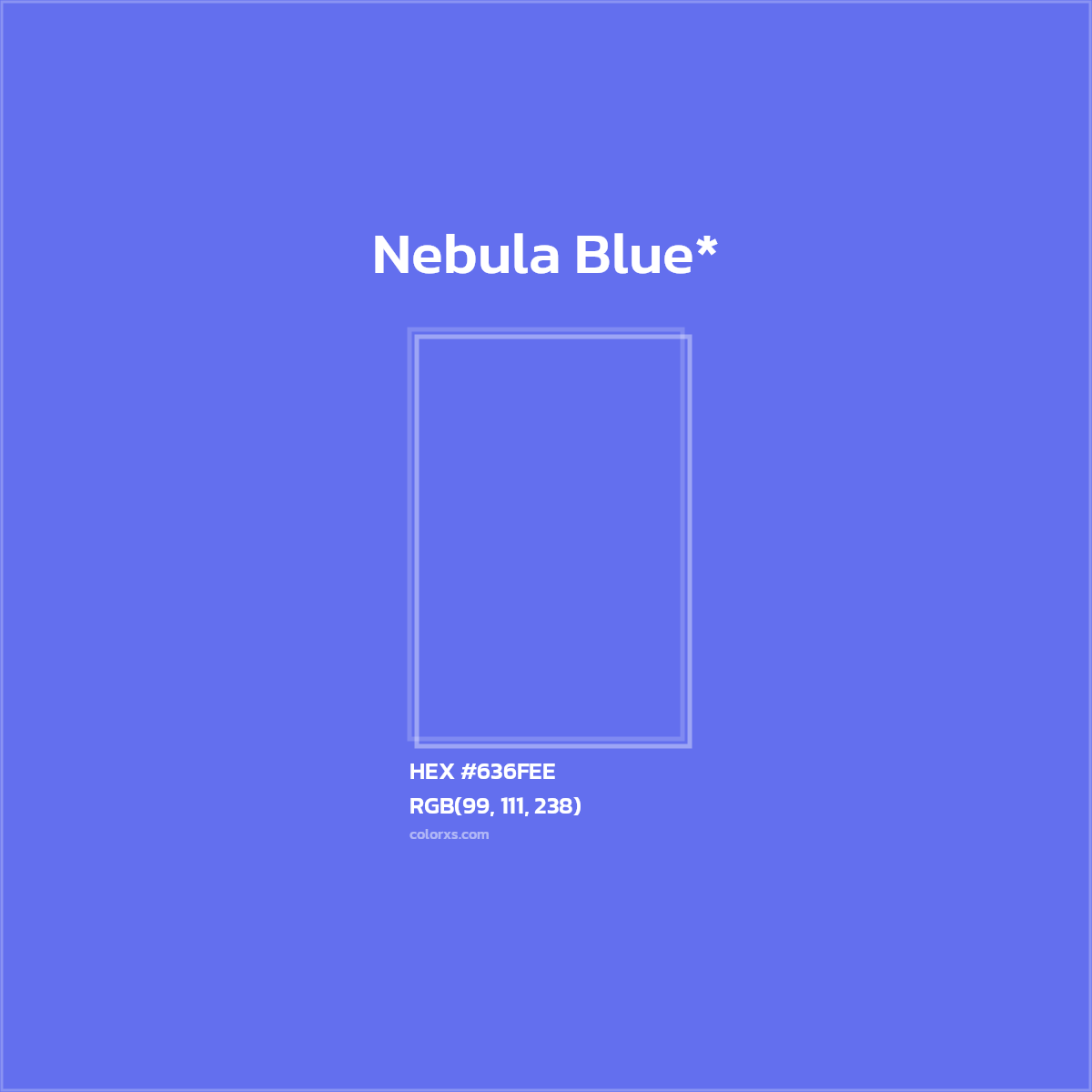 #636FEE hex color. RGB, RYB, CMYK, HSL, HSV codes and color conversions. Matching color names, palettes, paints.