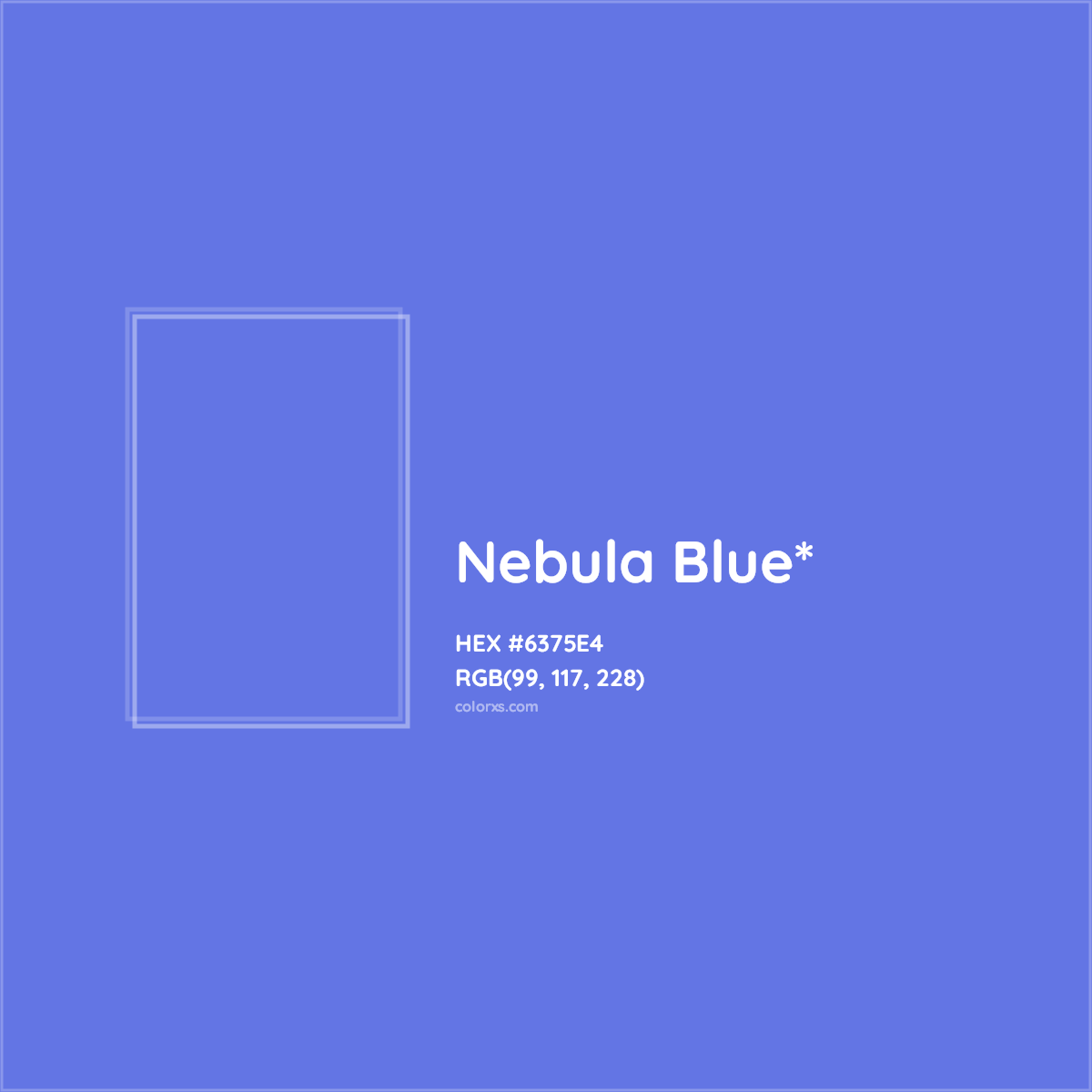 #6375E4 hex color. RGB, RYB, CMYK, HSL, HSV codes and color conversions. Matching color names, palettes, paints.
