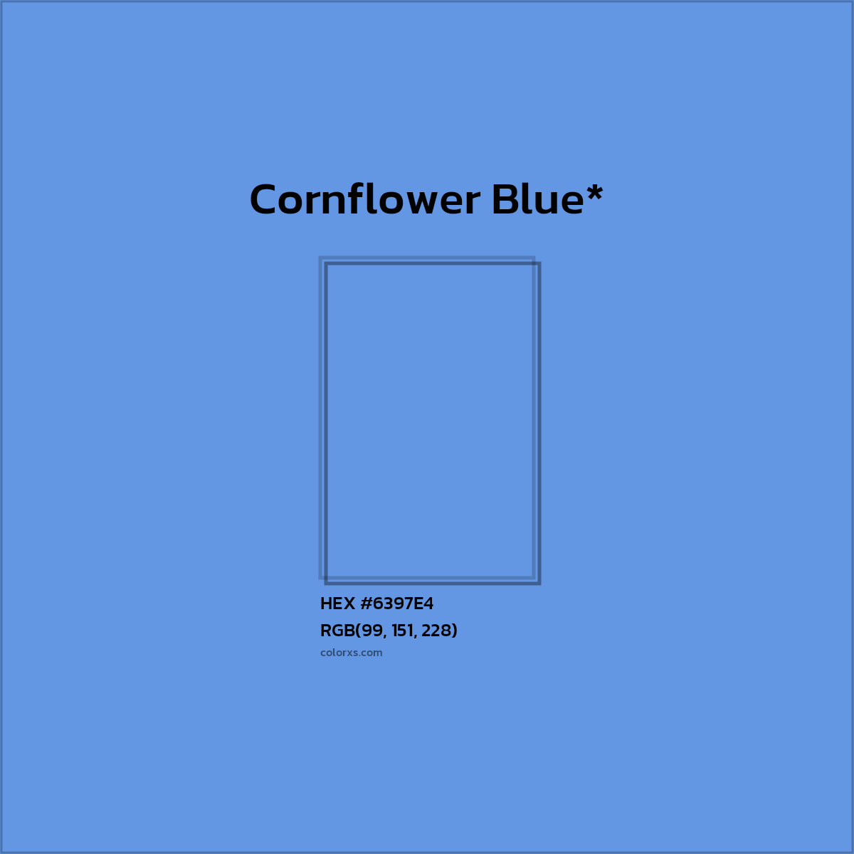 #6397E4 hex color. RGB, RYB, CMYK, HSL, HSV codes and color conversions. Matching color names, palettes, paints.