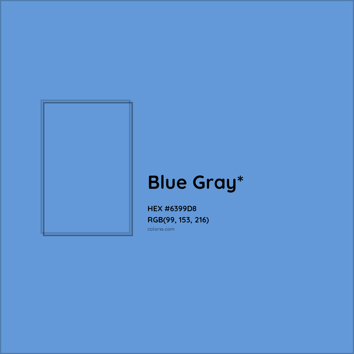 #6399D8 hex color. RGB, RYB, CMYK, HSL, HSV codes and color conversions. Matching color names, palettes, paints.